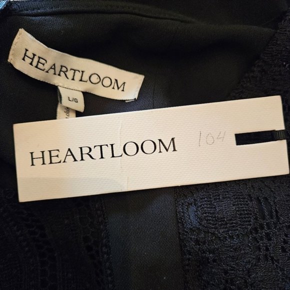 Revolve Heartloom Aimee Lace Mini Dress Cutout Quarter Sleeve Black Dress Size L - Picture 16 of 16